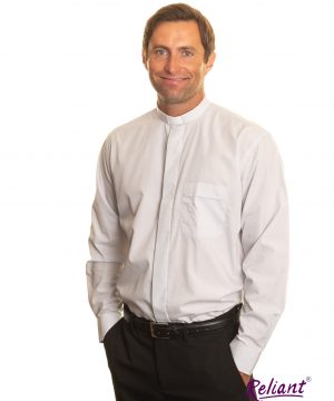 Clerical Shirt: Men 1' Slip-in Collar L/S Silver Grey - Reliant Shirts